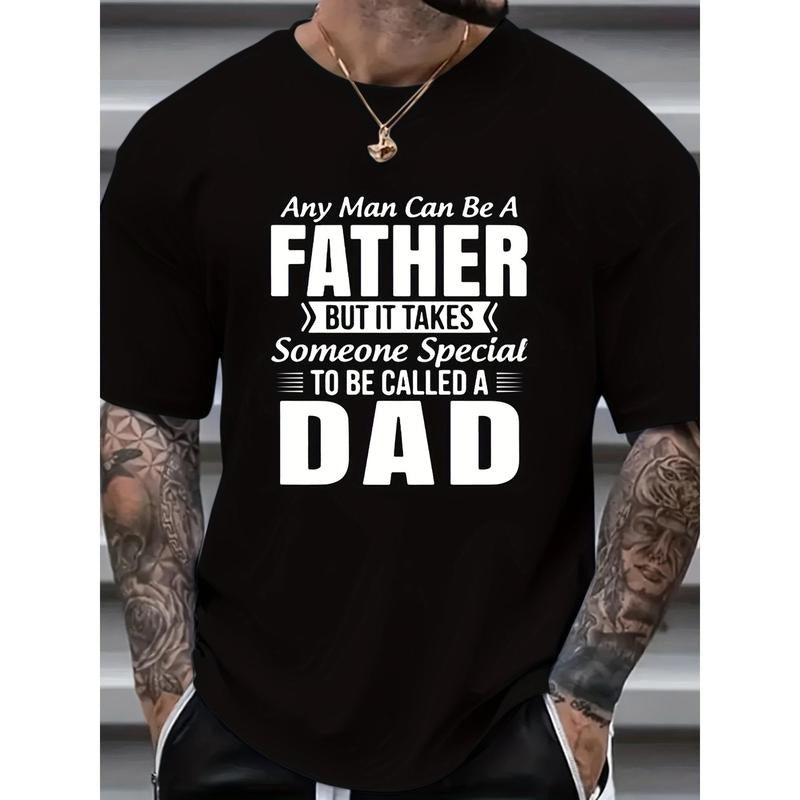 Summer Men's Front Printed Short Sleeve T-Shirt Top Comfortable Breathable Fabric Casual Sport Style Father, 1 pc, 100%...