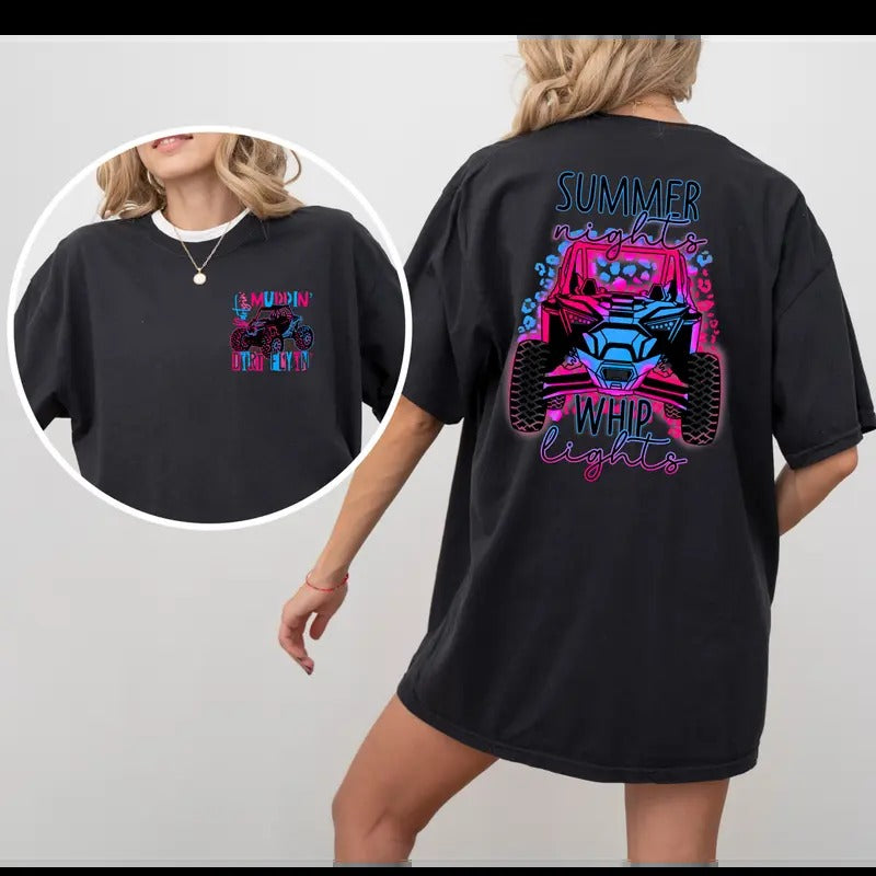 Summer Night and Whip Lights Tee - Loose-Fitting Cotton Graphic T-Shirt Hoodie, Sweatshirt | UrbanDripWear.com