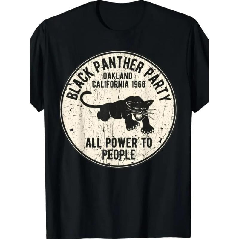 [Summer Short Sleeve Casual T-Shirt] 1966 Oakland, California Black Panther Party Men's Summer Short Sleeve Crew Neck...