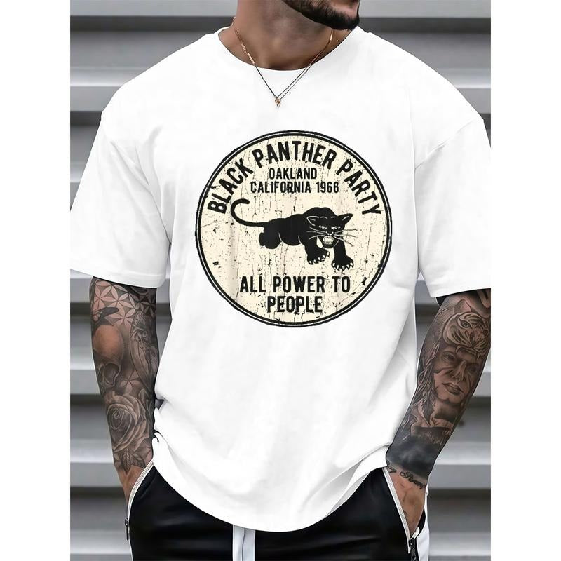 [Summer Short Sleeve Casual T-Shirt] 1966 Oakland, California Black Panther Party Men's Summer Short Sleeve Crew Neck...