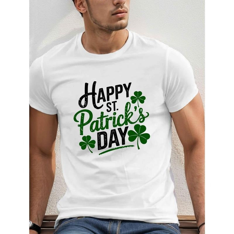 [Summer St. Patrick's Day Tee] St. Patrick's Day Men's T-Shirt - Breathable Cotton, Casual Short Sleeve, Crew Neck,...