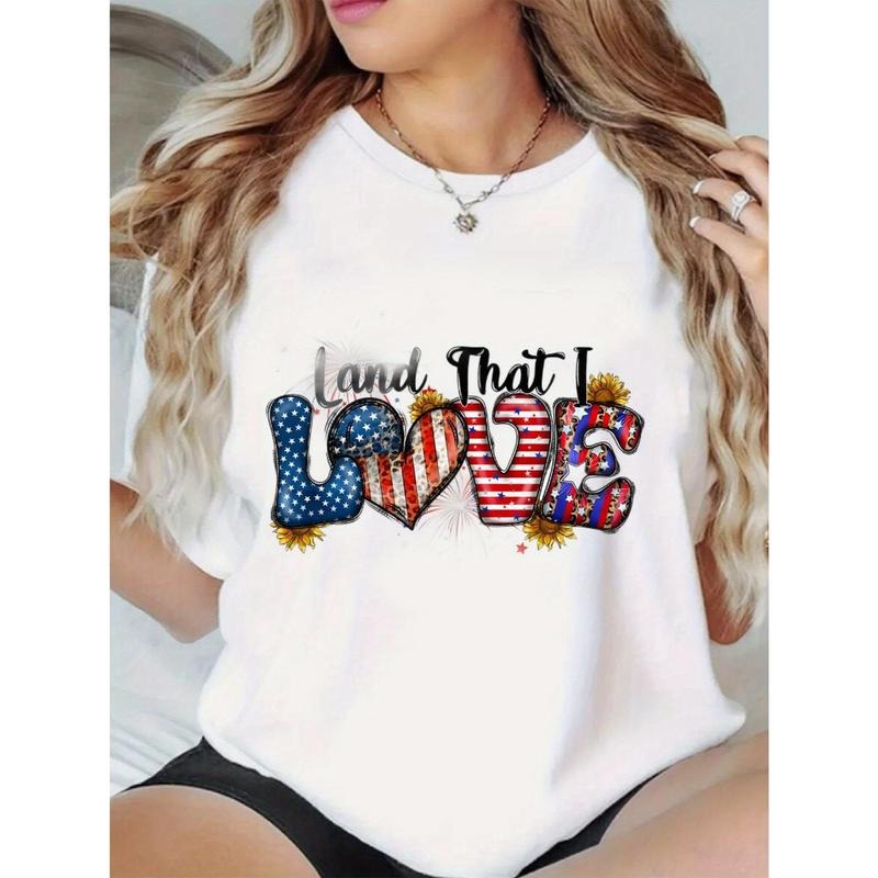 Women's Patriotic "Land That I Love" Graphic T-Shirt