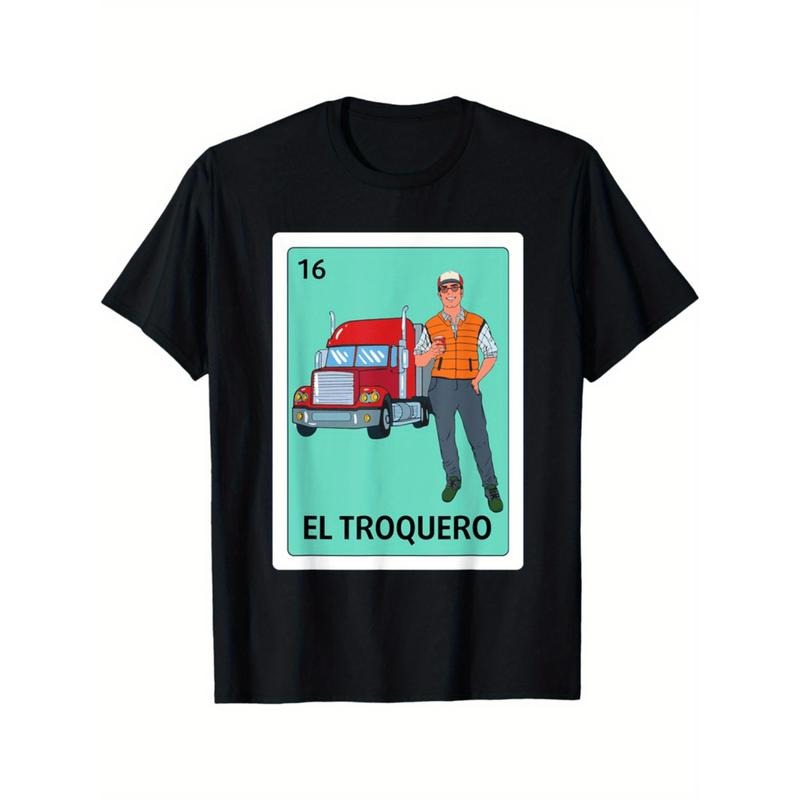 Summer Tshits [El Troquero Trucker T-Shirt Game] Trucker Spanish Mexican El Troquero Bingo Card Game Mens T-Shirt Graphic...