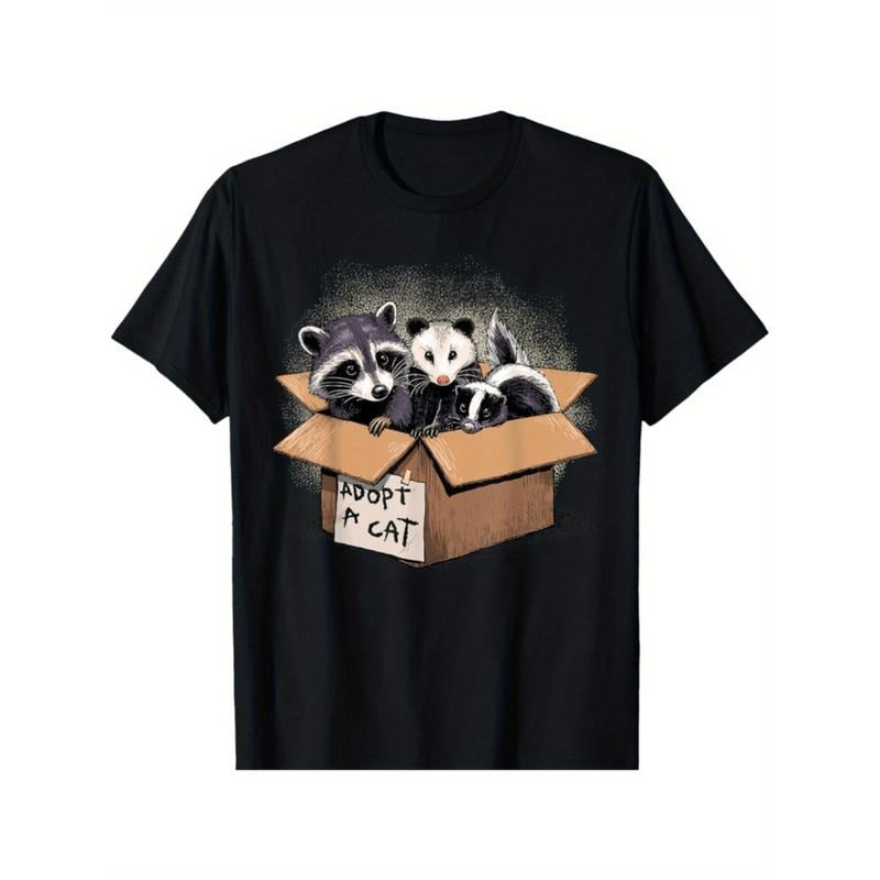 Summer Tshits Adopt A Cat Shirt Raccoon Opossum Skunk Adopt A Street Cat T-Shirt Graphic Graphic Tees Hoodie, Sweatshirt