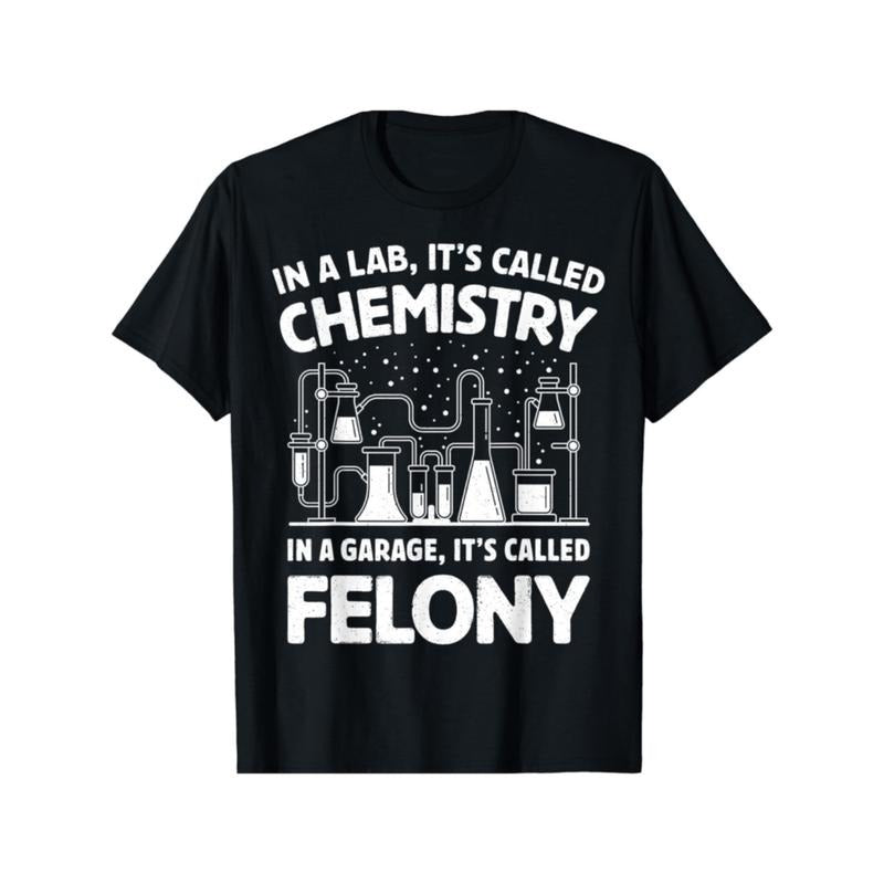 Summer Tshits Men'S Casual Cotton T-Shirt with Chemistry & Felony Quote, Geometric Lab Graphic Top Streetwear Hoodie,...