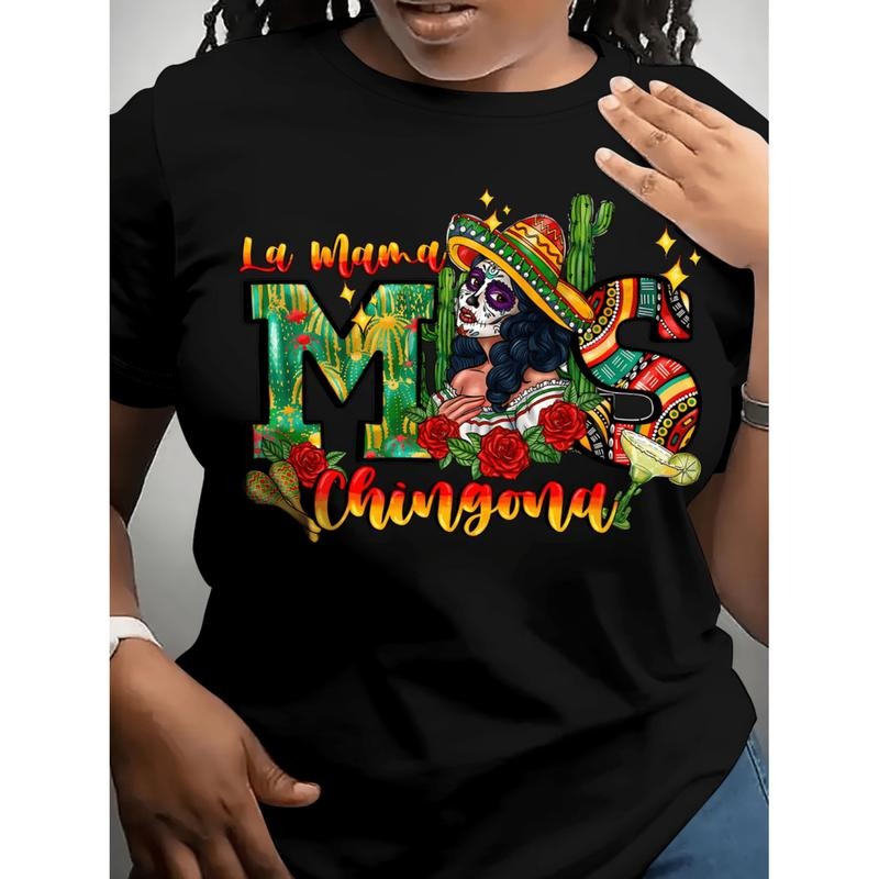 Summer Tshits Women's Casual Short Sleeve T-Shirt - Best Mom Ever Mexican-Inspired Graphic Print Tees Top Hoodie, Sweatshirt