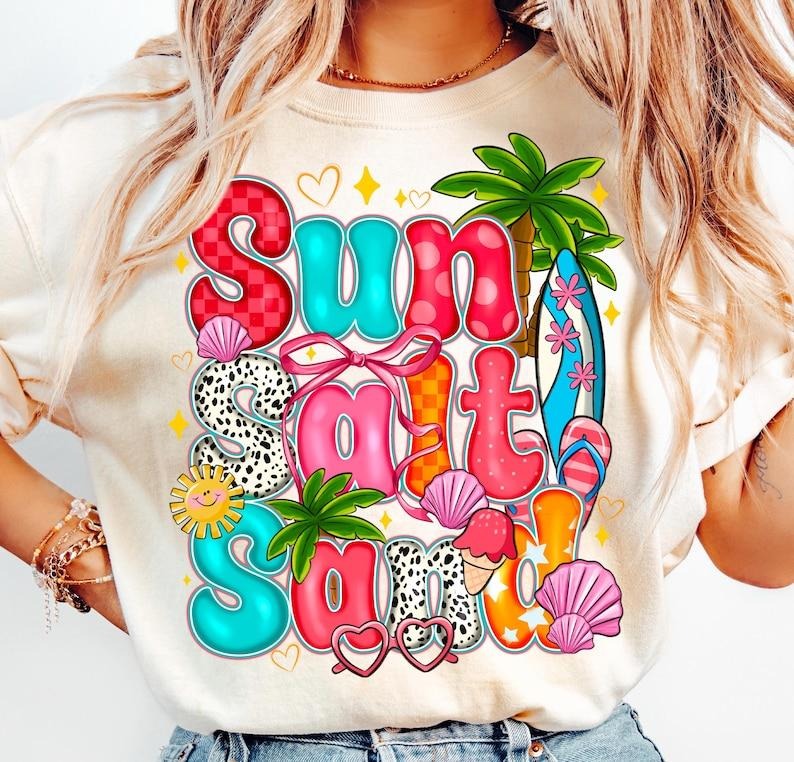Sun Salt Sand Retro Beach Checkered Summer Beach Vibes Shirt T-Shirt Hoodie, Sweatshirt | UrbanDripWear.com