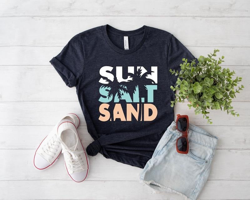 Sun Sand Salt Beach Shirt Retro T-shirt Trendy Beach Shirts For Women Summer Vacation Shirts Womens Beach Shirt Hoodie,...