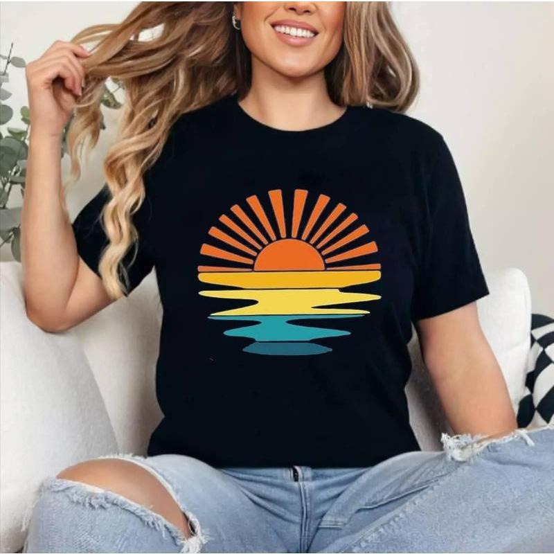 Sunrise Sunset Sunshine Shirt for Women Outdoor Workout Hawaii Beach Sea Nature Adventure T-Shirt | 100% Cotton, Top...