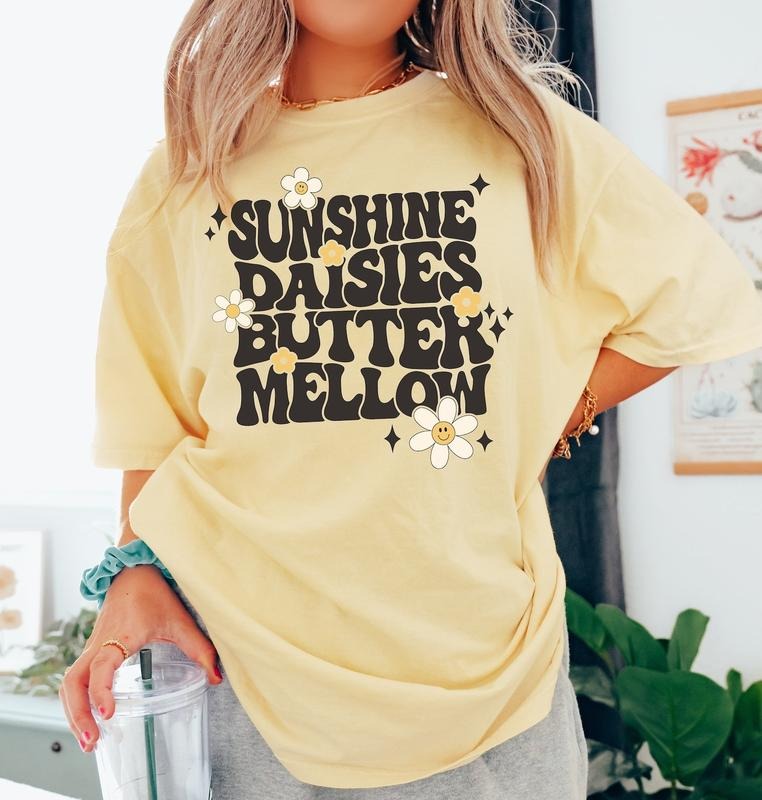 Sunshine Daisies Butter Mellow Retro Daisy Graphic Unisex T Shirt, HP Inspired Tee, Wizard Shirt, Gift For Her, Gift For...