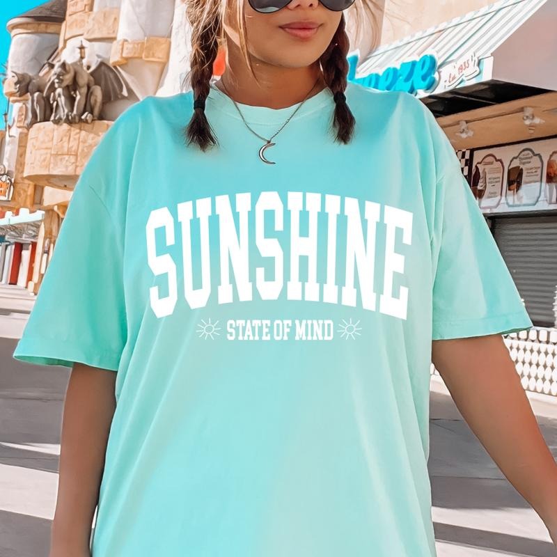 Sunshine State of Mind T-shirt, Casual Oversized Cotton Shirt for the Beach Comfort Fabric Top Womenswear Underwear Lady...