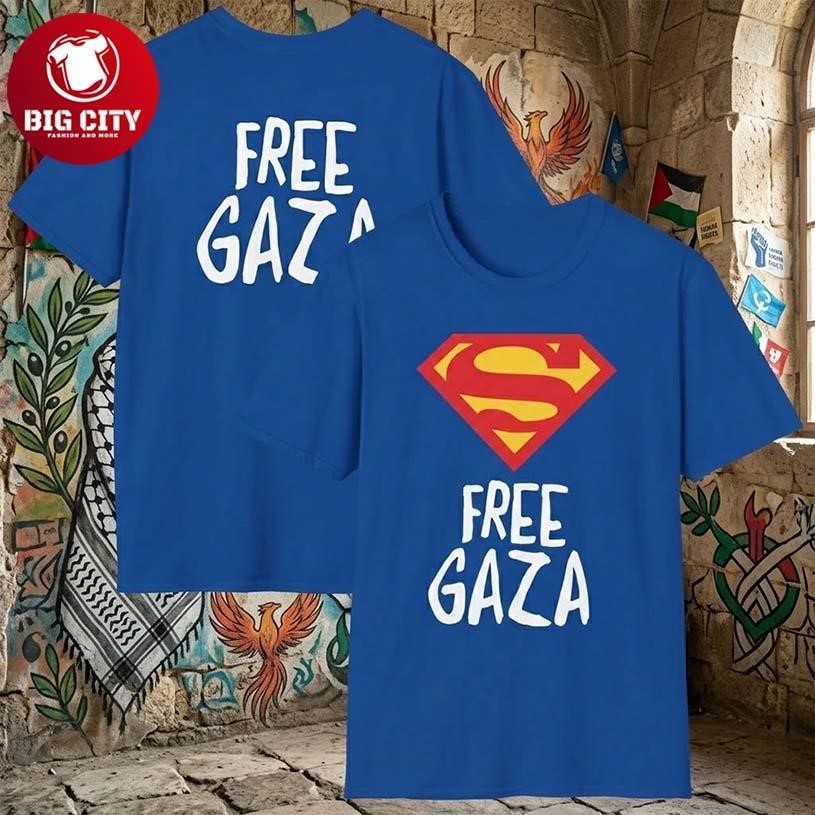 Superman Free Gaza Two Sided Shirt