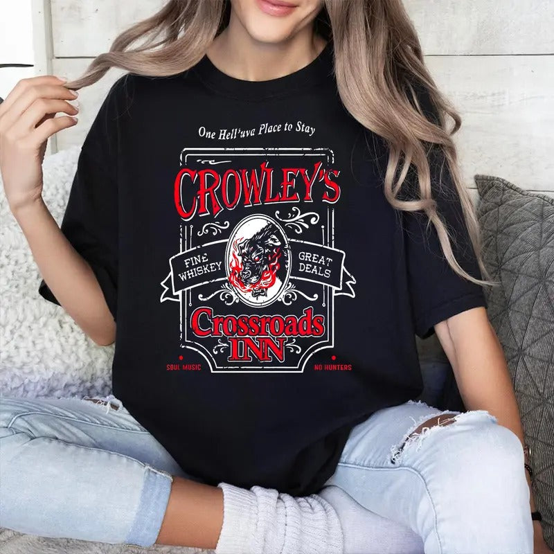 Supernatural T Shirt, Supernatural Crowley's Crossroads Inn Shirt, Gift For Woman and Man Unisex T-Shirt Sweatshirt...