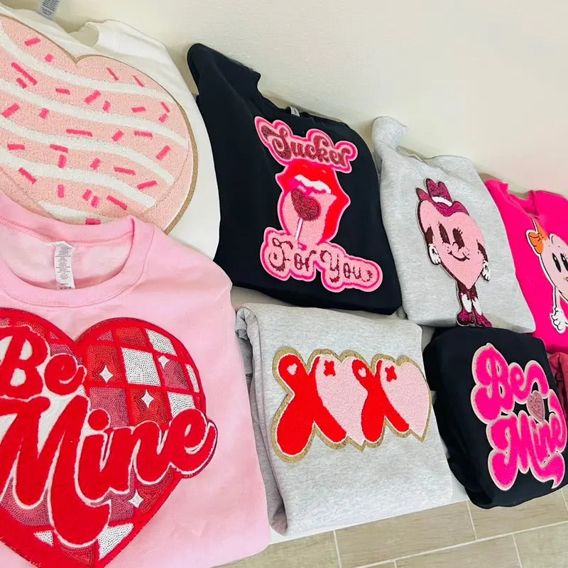 Surprise Valentines Day Chenille Patch Sweatshirt T-Shirts, Hoodie | UrbanDripWear.com