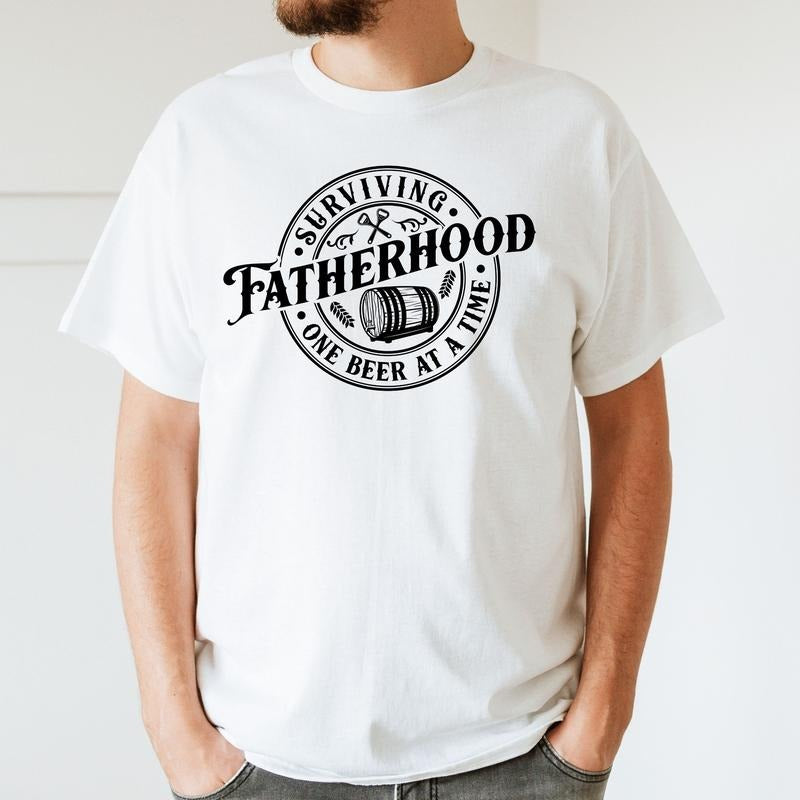 Surviving Fatherhood One Beer At A Time Shirt -funny Dad Shirt-skeleton Dad -husband Gift Tee-fatherhood Tee- Birthday...