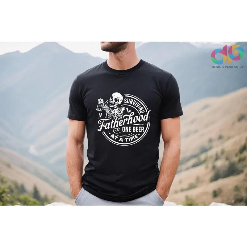 Surviving Fatherhood One Beer at a Time Shirt, Funny Dad Tee, Skeleton Dad Hoodie, Sweatshirt | UrbanDripWear.com
