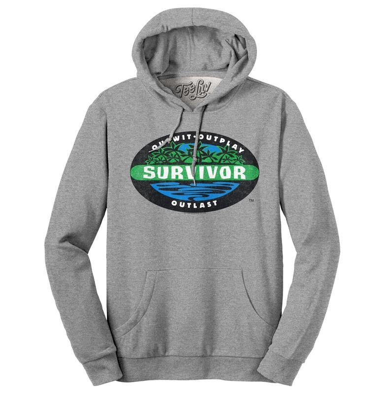 Survivor Outwit Outplay Outlast Logo Hooded Sweatshirt - Oxford Gray T-Shirts, Hoodie | UrbanDripWear.com