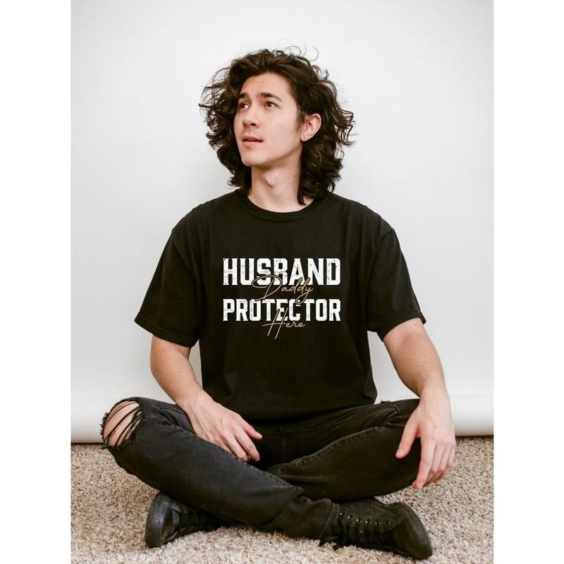 Husband Daddy Protector Hero Shirt/T-shirt/Hoodie/Sweater, Fathers Day Shirt, Minimalist Dad Shirt, Retro Daddy Tshirt,...