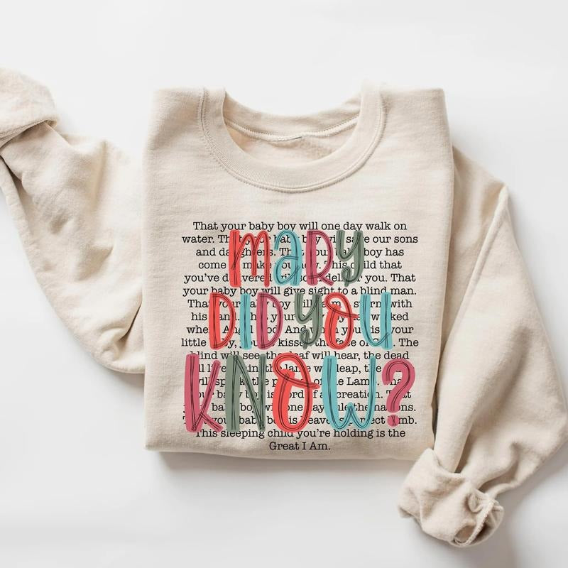 Christian Christmas Sweatshirt, Mary Did You Know Christmas Shirt, Christmas Jesus Sweatshirt, Women Christmas Sweater,...