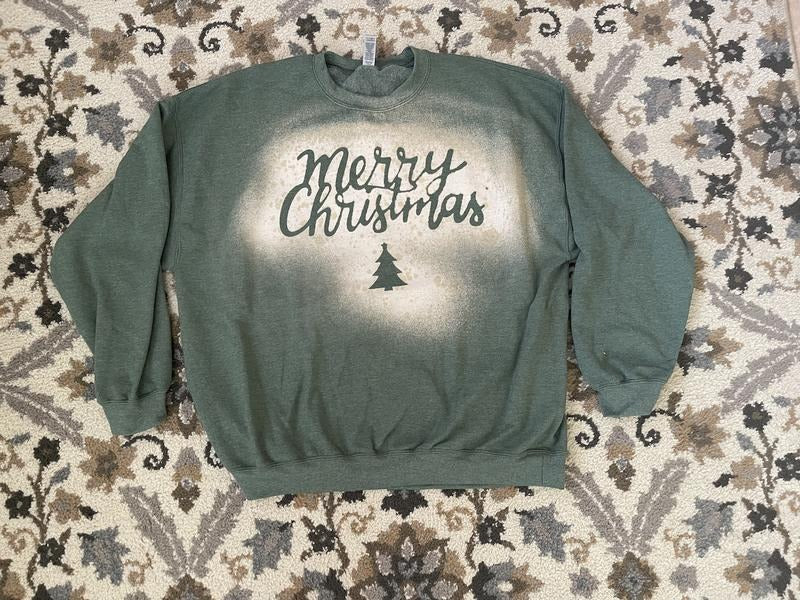 Green Bleached Merry Christmas Tee/Sweatshirt Hoodie | UrbanDripWear.com