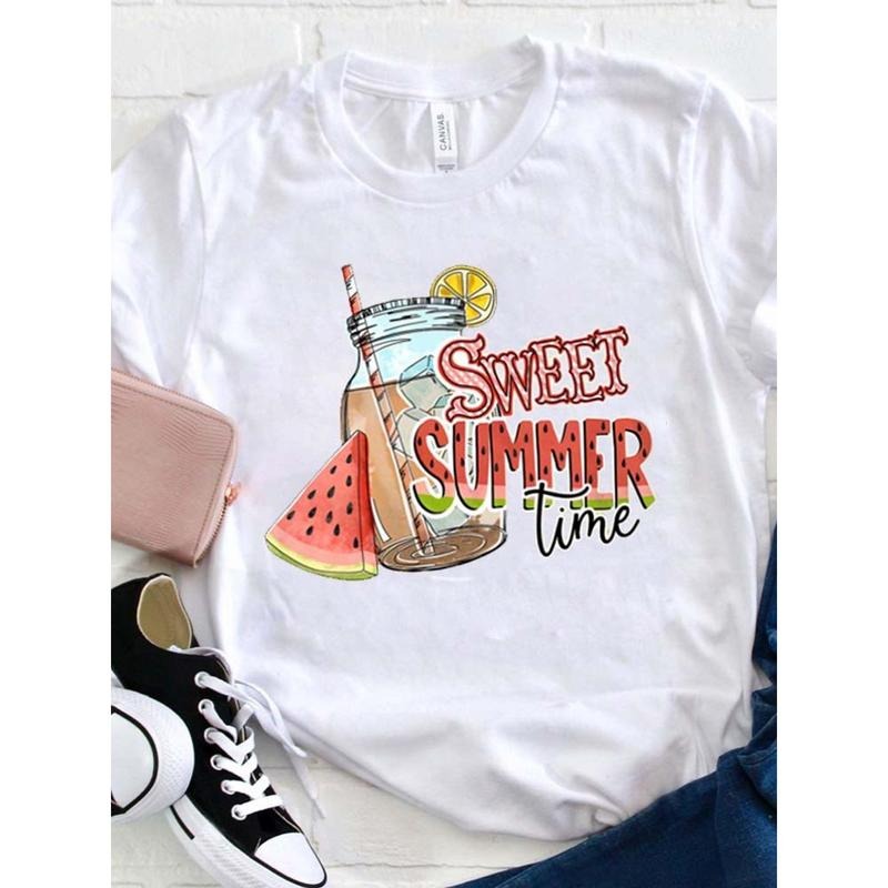 Sweet Summer Time T Shirt, Loose, Women'S Casual Round Neck T-Shirt Hoodie, Sweatshirt | UrbanDripWear.com