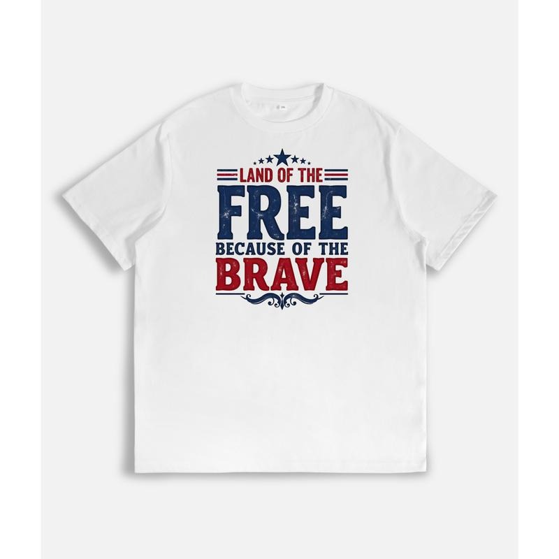 T - Shirt Celebrating Freedom: "Land of the Free Because of the Brave" Motif Hoodie, Sweatshirt | UrbanDripWear.com
