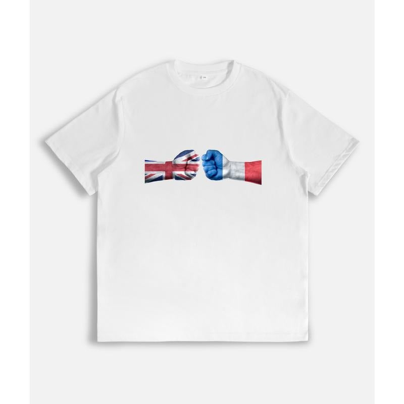 T - Shirt Depicting United Fist - Bump of UK and France Flag - Inspired Hands Hoodie, Sweatshirt | UrbanDripWear.com