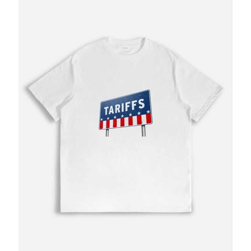 T - Shirt Featuring "TARIFFS" Sign with Star and Stripes Motif Hoodie, Sweatshirt | UrbanDripWear.com