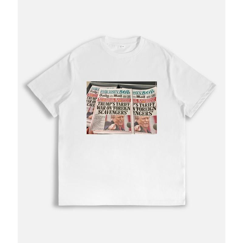T - Shirt Featuring Newspaper Headlines about Trump's Tariff Policies Hoodie, Sweatshirt | UrbanDripWear.com