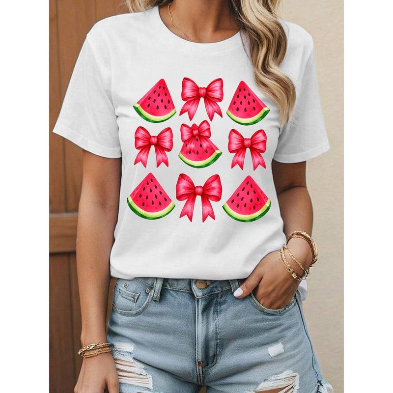 T - Shirt for Summer Lovers: Flaunt Watermelon and Bow Graphics Hoodie, Sweatshirt | UrbanDripWear.com