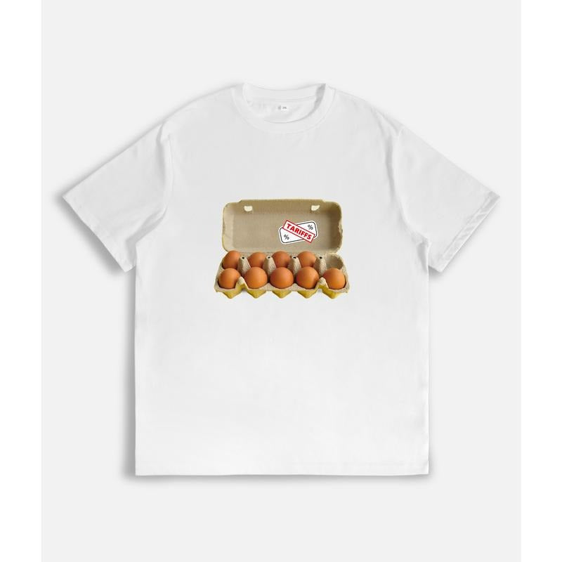 T - Shirt with Egg Carton Graphic and "TARIFFS" Stamp Hoodie, Sweatshirt | UrbanDripWear.com