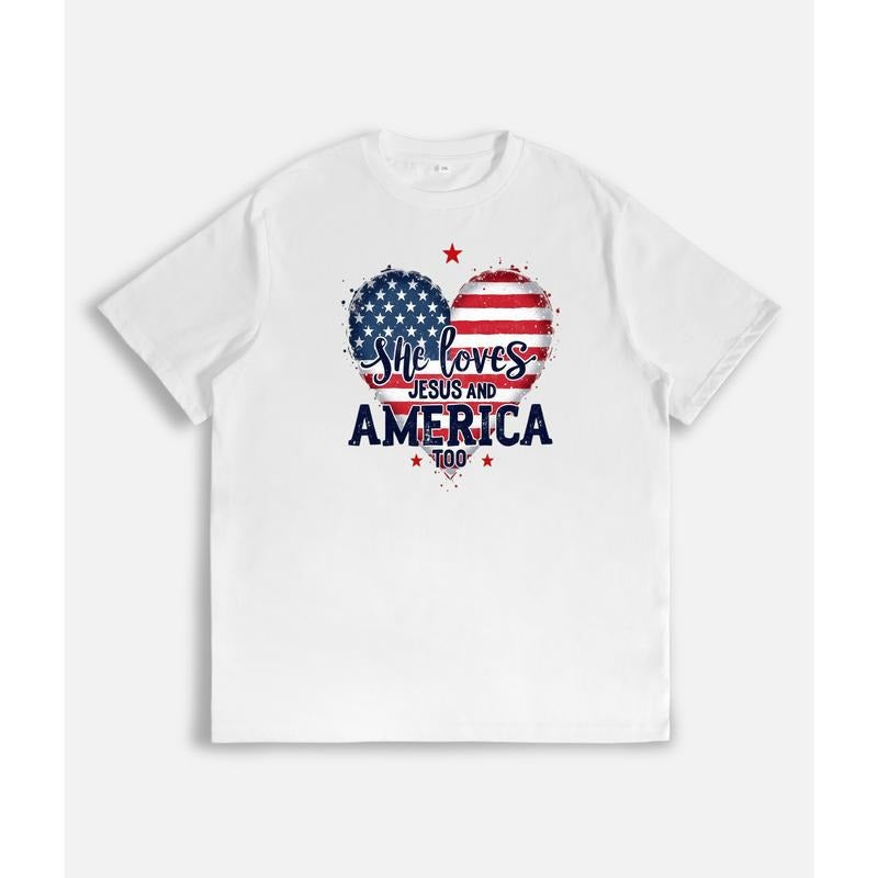 T - Shirt with Heart - shaped American Flag: Expressing Love for Jesus and America Hoodie, Sweatshirt | UrbanDripWear.com