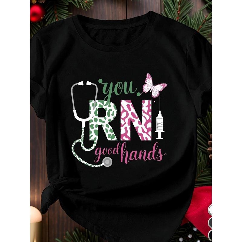 T - Shirt with Heartwarming Medical Motif: "you RN good hands" Inspiring Nursing