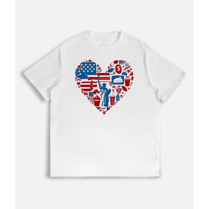 T - Shirt with Patriotic Heart Design: Celebrating American Symbols style 02 Hoodie, Sweatshirt | UrbanDripWear.com