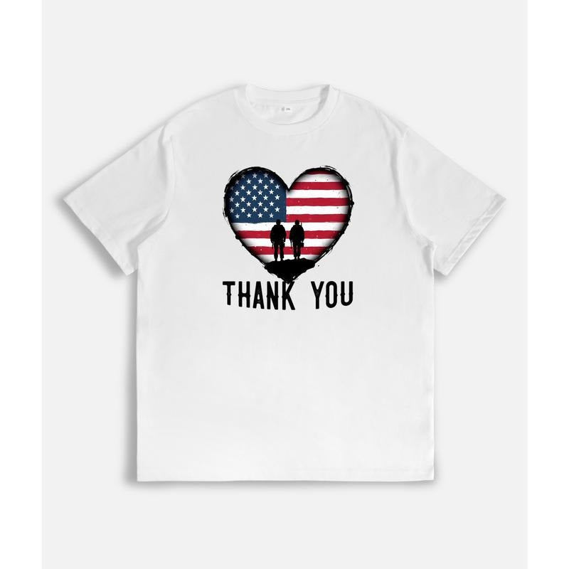 T - Shirt with Patriotic Heart Design: Saying "Thank You" with American Symbolism Hoodie, Sweatshirt | UrbanDripWear.com