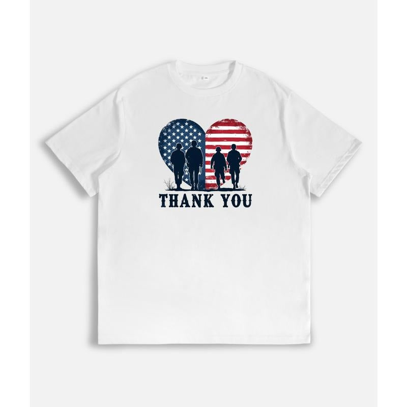 T - Shirt with Patriotic Silhouettes: Expressing Gratitude with "Thank You" Hoodie, Sweatshirt | UrbanDripWear.com