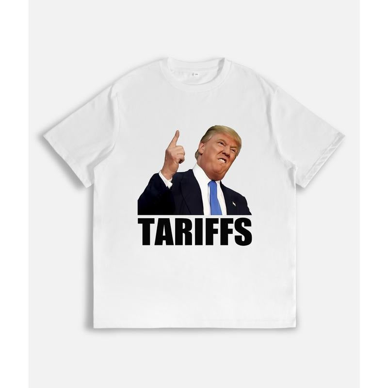T - Shirt with TRUMP Figure Image and the Word "TARIFFS" Hoodie, Sweatshirt | UrbanDripWear.com