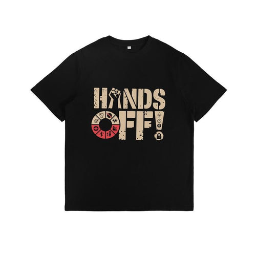 T-Shirt with "HANDS OFF!" Slogan and Symbol - Integrated Design Print Hoodie, Sweatshirt | UrbanDripWear.com