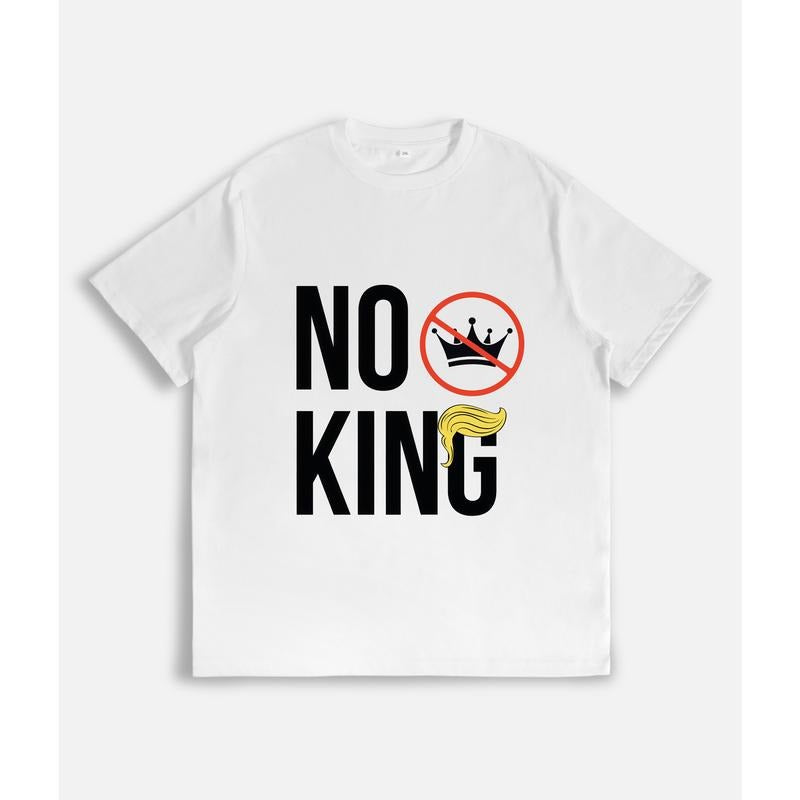 T-Shirt with "NO KING" Slogan and Crown - Prohibitive Symbol and Hair Graphic Print Hoodie, Sweatshirt | UrbanDripWear.com