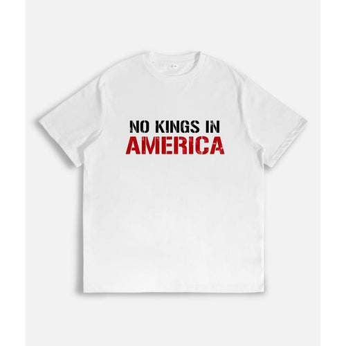 T-Shirt with "NO KINGS IN AMERICA" Bold Slogan Print Hoodie, Sweatshirt | UrbanDripWear.com
