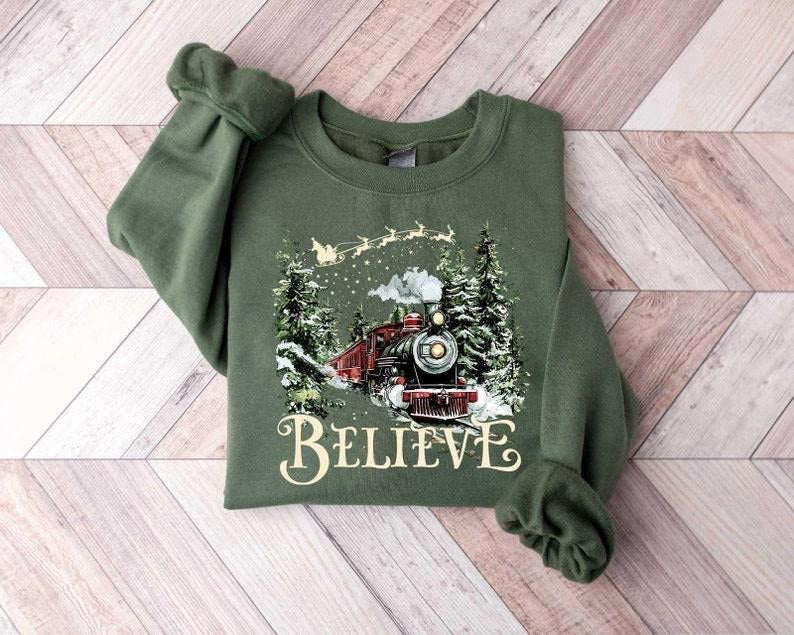 Polar Express Sweatshirt/T-Shirt, Christmas Gift, Christmas Believe Sweater, Merry Christmas, Gift Ideas, All Aboard...