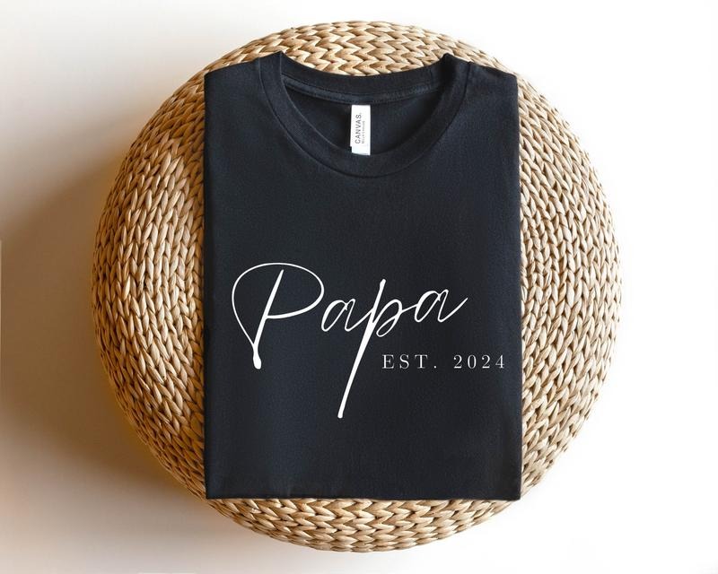 T-shirt for Men, PAPA Est 2024, Fathers Day Gift, Funny Shirt Men, New Papa TShirt, Gift for Dad, Newborn Tee,...