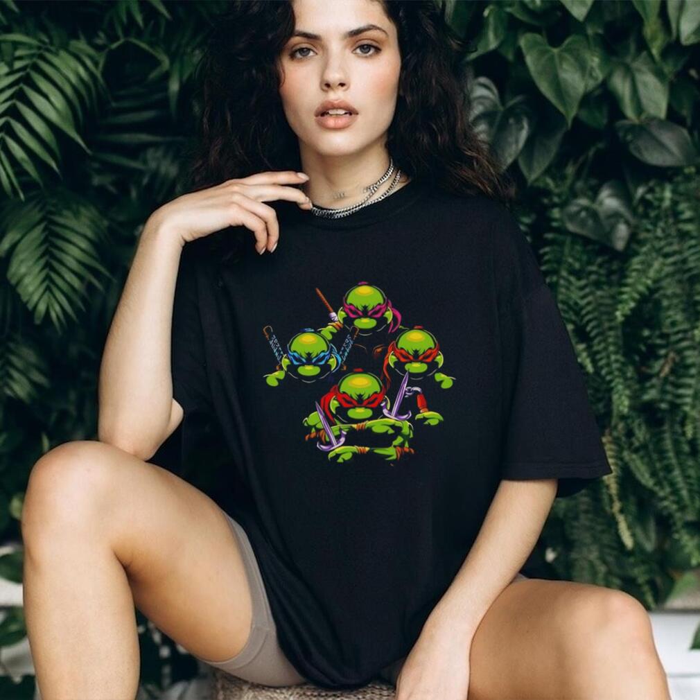 T shirtnage Mutant Ninja Turtles TMNT Retro Group Action Pose Black T Shirt