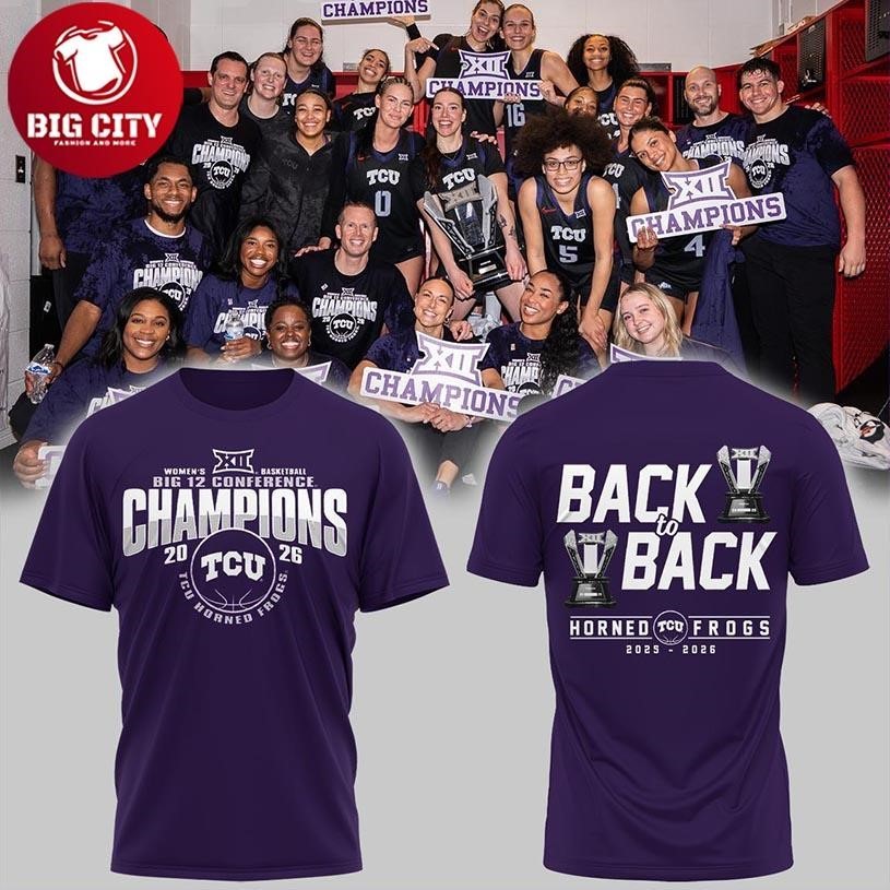 TCU Horned Frogs Big12 Champions 2026 Back2Back Two Sided Shirt