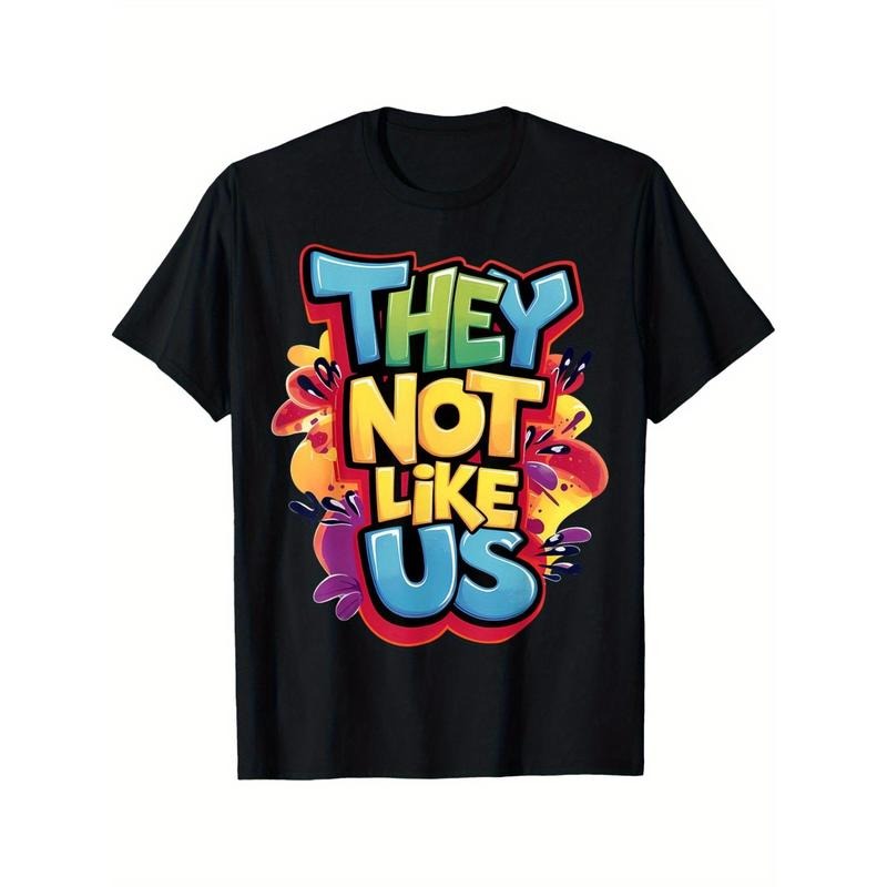 THEY NOT LIKE US T-Shirt Comfortable Short Sleeve Cotton Crew Neck T-Shirt, Casual Soft Men's T-Shirt Summer Tee Made in...