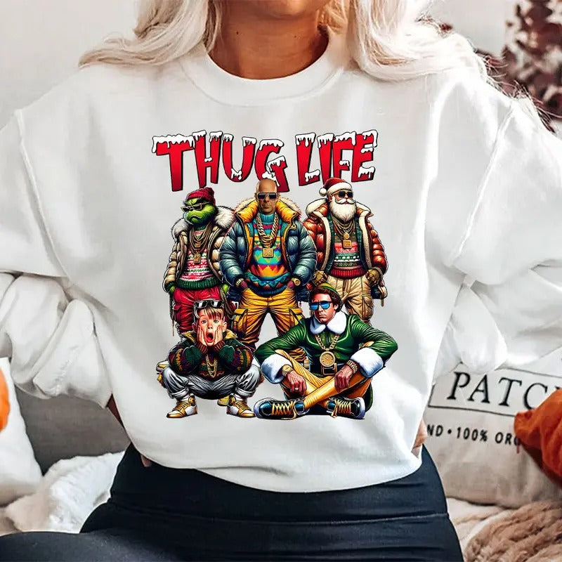 THUGLIFE Christmas Shirt, Christmas Movies Shirt, Xmas Graphic Tee Comfort Cotton Fabric Top style 05 Hoodie, Sweatshirt