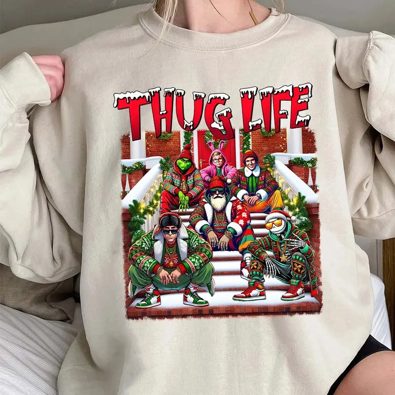 THUGLIFE Christmas Shirt, Christmas Movies Shirt, Xmas Graphic Tee Comfort Cotton style 04 Hoodie, Sweatshirt