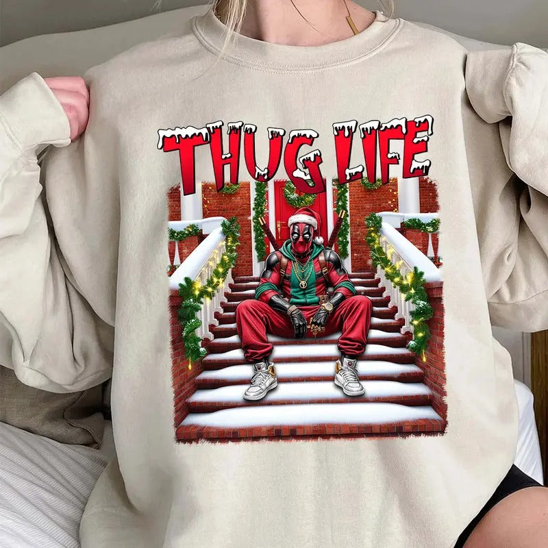 THUGLIFE Christmas Shirt, Christmas Movies Shirt, Xmas Graphic Tee Comfort Cotton style 07 Hoodie, Sweatshirt