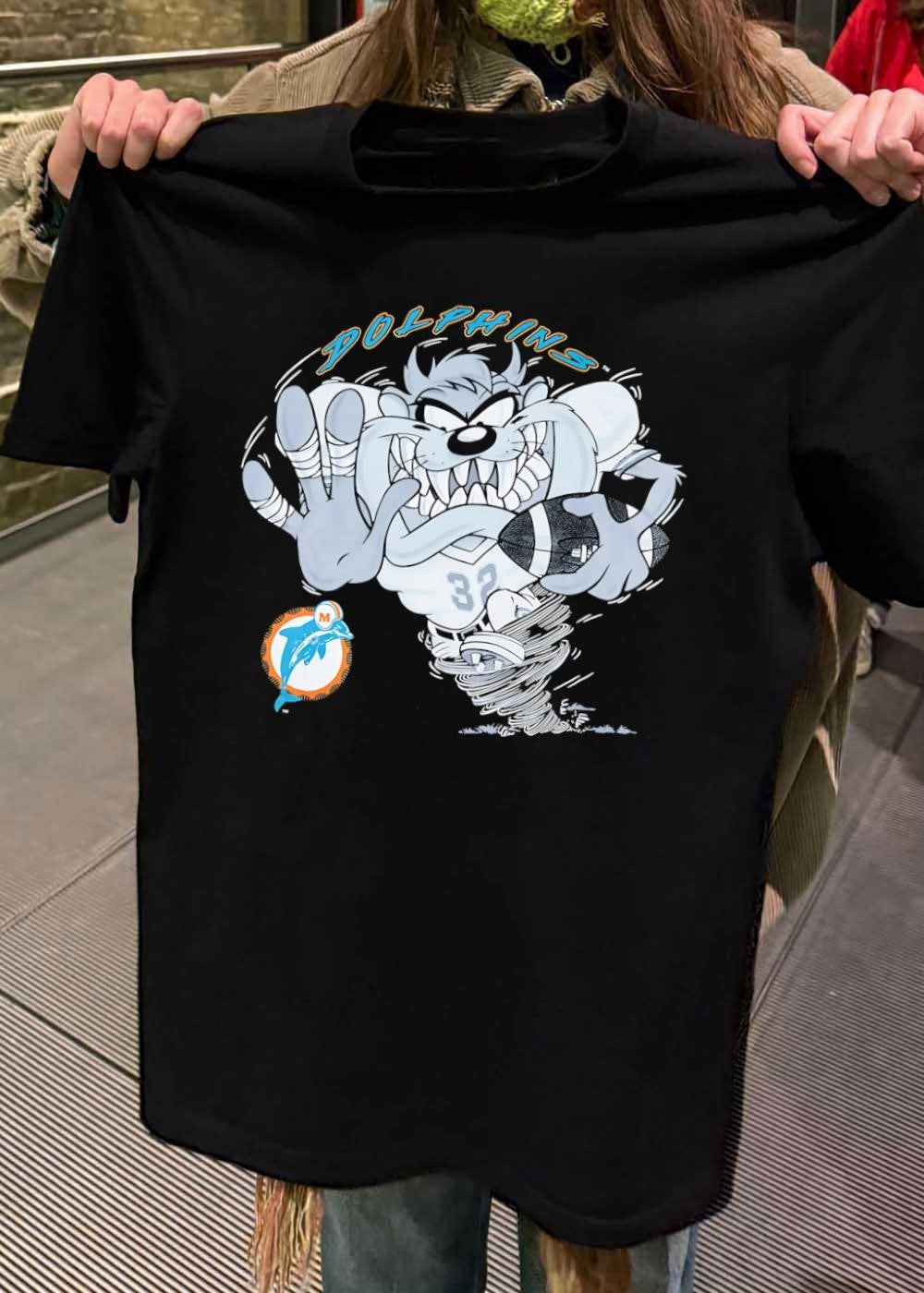 TM, Dolphins, Taz Playing Football, Miami Dolphins T-Shirt