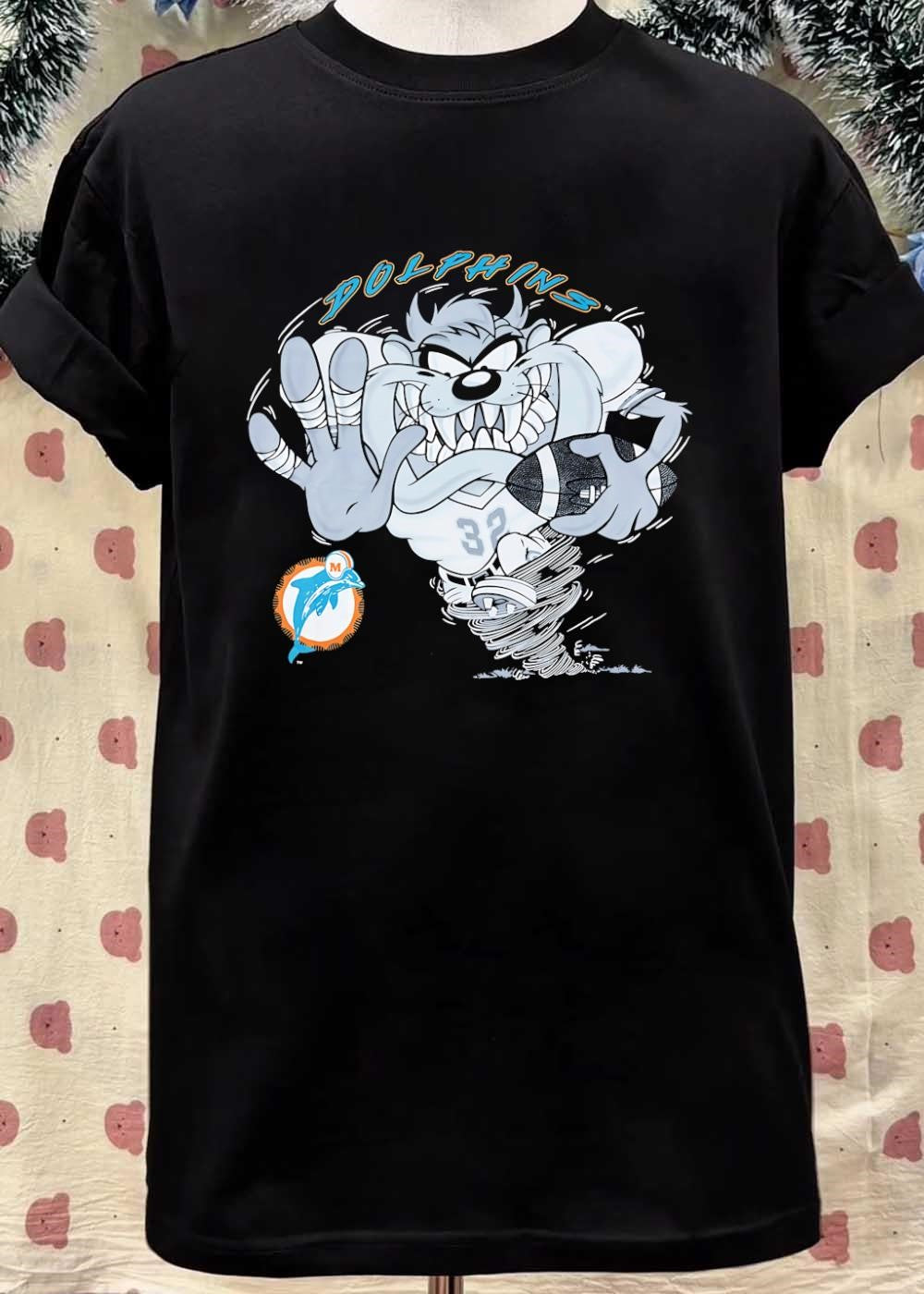 TM, Dolphins, Taz Playing Football, Miami Dolphins T-Shirt